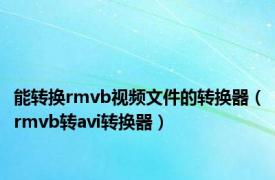 能转换rmvb视频文件的转换器（rmvb转avi转换器）