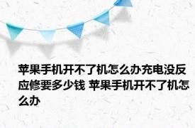 苹果手机开不了机怎么办充电没反应修要多少钱 苹果手机开不了机怎么办