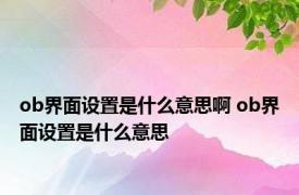 ob界面设置是什么意思啊 ob界面设置是什么意思