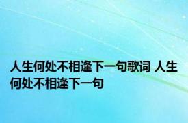 人生何处不相逢下一句歌词 人生何处不相逢下一句