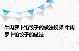 牛肉罗卜馅饺子的做法视频 牛肉罗卜馅饺子的做法