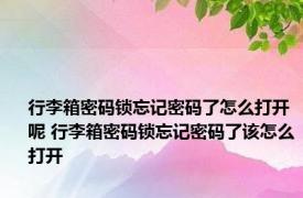 行李箱密码锁忘记密码了怎么打开呢 行李箱密码锁忘记密码了该怎么打开