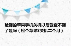 捡到的苹果手机关机以后就查不到了是吗（捡个苹果8关机二个月）