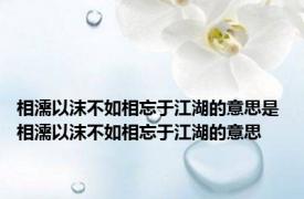 相濡以沫不如相忘于江湖的意思是 相濡以沫不如相忘于江湖的意思