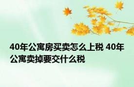 40年公寓房买卖怎么上税 40年公寓卖掉要交什么税