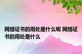 网络证书的用处是什么呢 网络证书的用处是什么