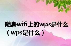 随身wifi上的wps是什么（wps是什么）