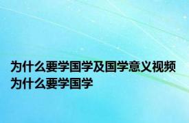 为什么要学国学及国学意义视频 为什么要学国学