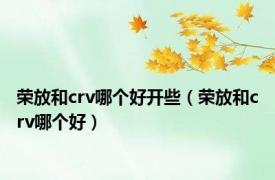 荣放和crv哪个好开些（荣放和crv哪个好）