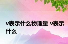 v表示什么物理量 v表示什么