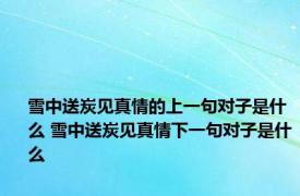 雪中送炭见真情的上一句对子是什么 雪中送炭见真情下一句对子是什么