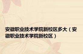 安徽职业技术学院新校区多大（安徽职业技术学院新校区）