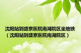 沈阳站到盛京医院南湖院区坐地铁（沈阳站到盛京医院南湖院区）