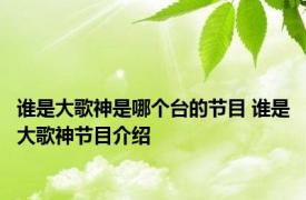 谁是大歌神是哪个台的节目 谁是大歌神节目介绍