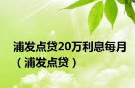 浦发点贷20万利息每月（浦发点贷）