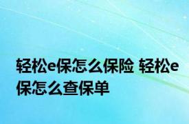 轻松e保怎么保险 轻松e保怎么查保单