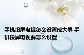 手机投屏电视怎么设置成大屏 手机投屏电视要怎么设置