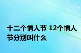 十二个情人节 12个情人节分别叫什么