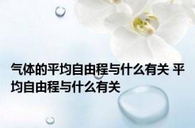 气体的平均自由程与什么有关 平均自由程与什么有关