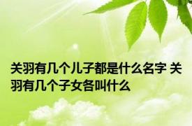 关羽有几个儿子都是什么名字 关羽有几个子女各叫什么