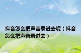 抖音怎么把声音录进去呢（抖音怎么把声音录进去）