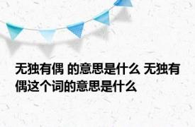 无独有偶 的意思是什么 无独有偶这个词的意思是什么