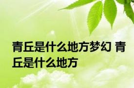 青丘是什么地方梦幻 青丘是什么地方