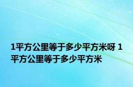 1平方公里等于多少平方米呀 1平方公里等于多少平方米