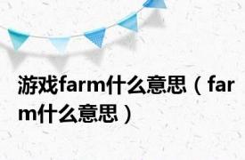 游戏farm什么意思（farm什么意思）