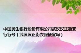 中国民生银行股份有限公司武汉汉正街支行行号（武汉汉正街衣服便宜吗）