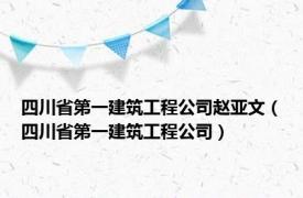 四川省第一建筑工程公司赵亚文（四川省第一建筑工程公司）