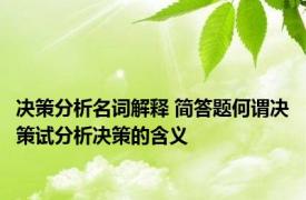 决策分析名词解释 简答题何谓决策试分析决策的含义