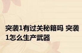 突袭1有过关秘籍吗 突袭1怎么生产武器