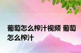 葡萄怎么榨汁视频 葡萄怎么榨汁