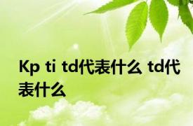 Kp ti td代表什么 td代表什么