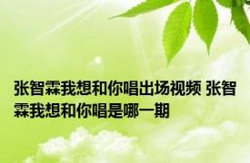 张智霖我想和你唱出场视频 张智霖我想和你唱是哪一期