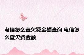 电信怎么查欠费金额查询 电信怎么查欠费金额