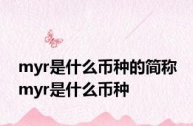 myr是什么币种的简称 myr是什么币种