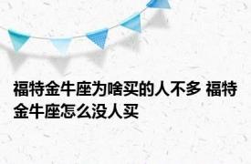 福特金牛座为啥买的人不多 福特金牛座怎么没人买