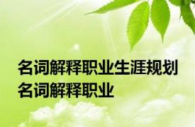 名词解释职业生涯规划 名词解释职业