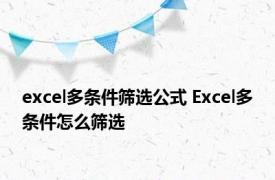 excel多条件筛选公式 Excel多条件怎么筛选