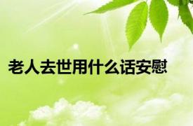 老人去世用什么话安慰