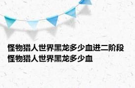 怪物猎人世界黑龙多少血进二阶段 怪物猎人世界黑龙多少血