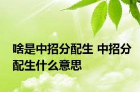 啥是中招分配生 中招分配生什么意思