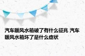 汽车暖风水箱破了有什么征兆 汽车暖风水箱坏了是什么症状