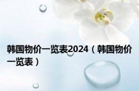 韩国物价一览表2024（韩国物价一览表）