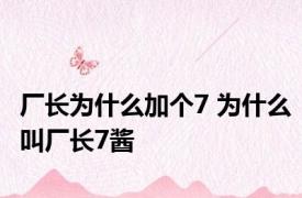 厂长为什么加个7 为什么叫厂长7酱