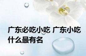 广东必吃小吃 广东小吃什么最有名