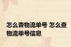 怎么杳物流单号 怎么查物流单号信息