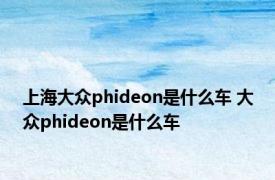 上海大众phideon是什么车 大众phideon是什么车